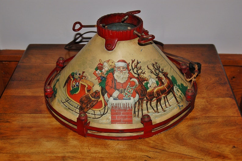 NOMA Christmas Tree Stand Collectible Lithographed Tin Metal Etsy