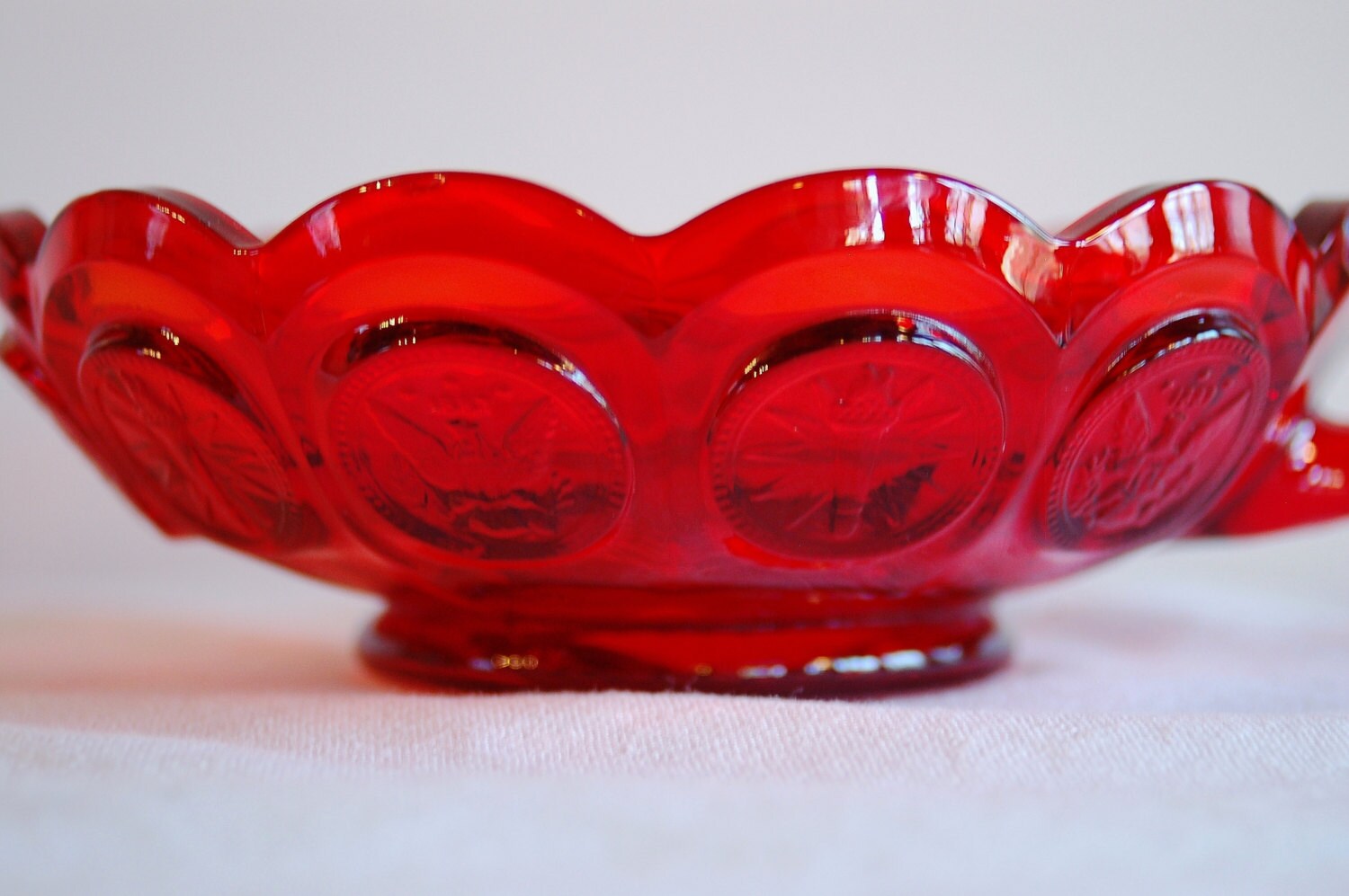 Fostoria Ruby Red Coin Glass American Eagle and Torch Nappy Etsy