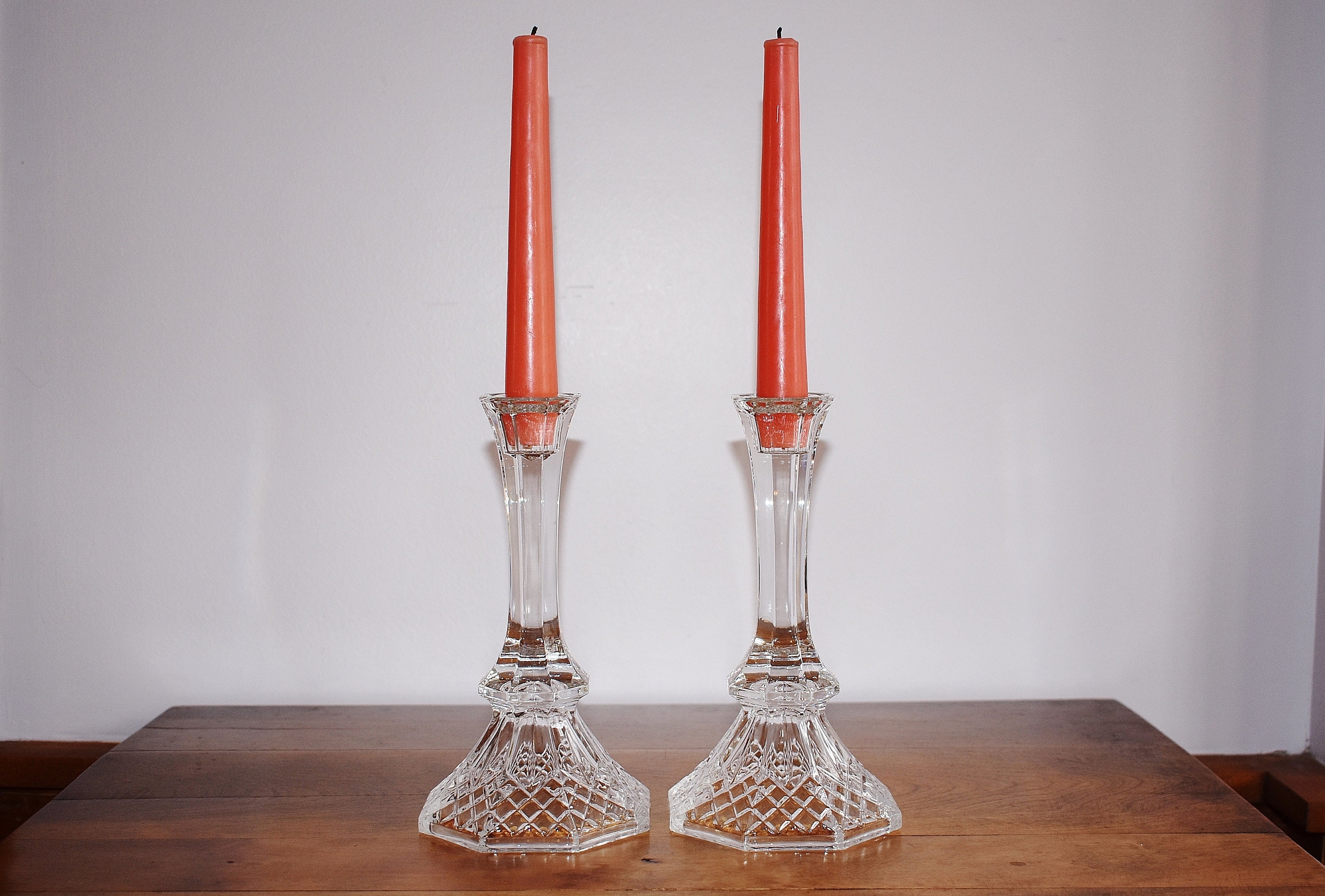 Tall Lead Crystal Candle Holders 8 Traditional Crystal Etsy