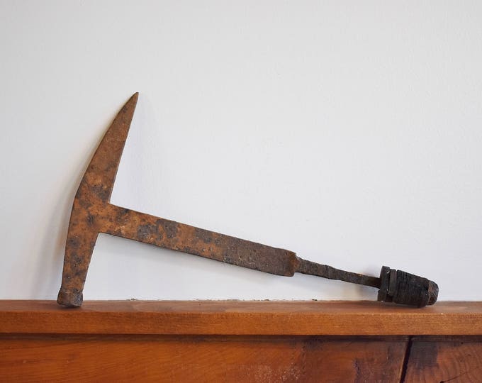 Antique Slate Roofing Hammer, 1800s Tool, All Iron Stone Mason Chipping