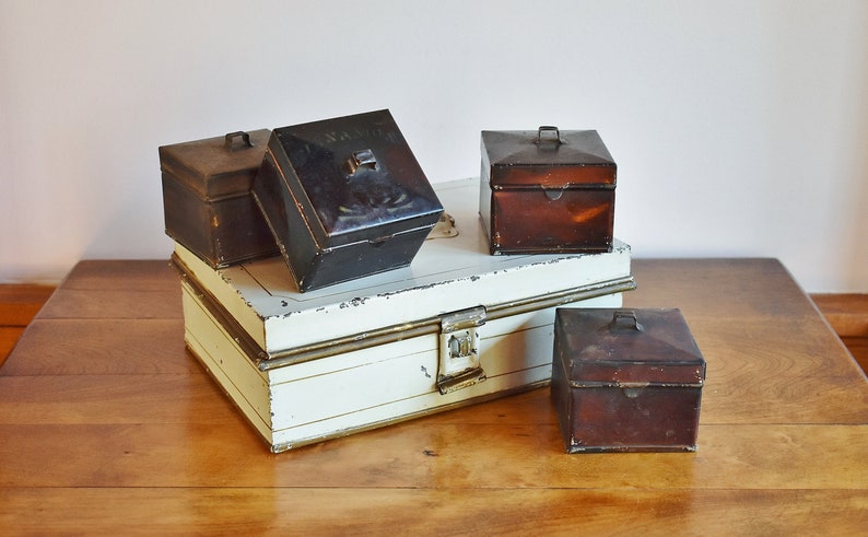 Antique Kreamer Zinc Tin Travel Spice Box Carrier Set With 4 Etsy