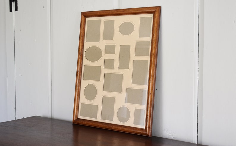 Large Oak Wood Picture Frame 20 X 16 Photo Collage With Glass Wedding Reception Fine Art Gallery Farmhouse Country Mitered