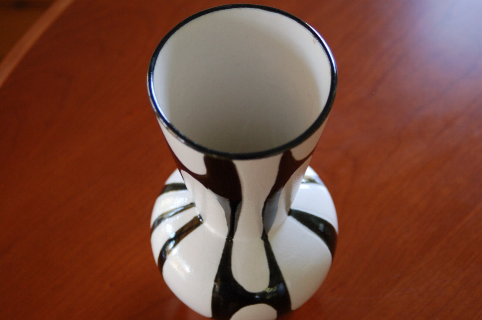 Mod Black and White Vase Mid Century Porcelain Geometric Vase Etsy