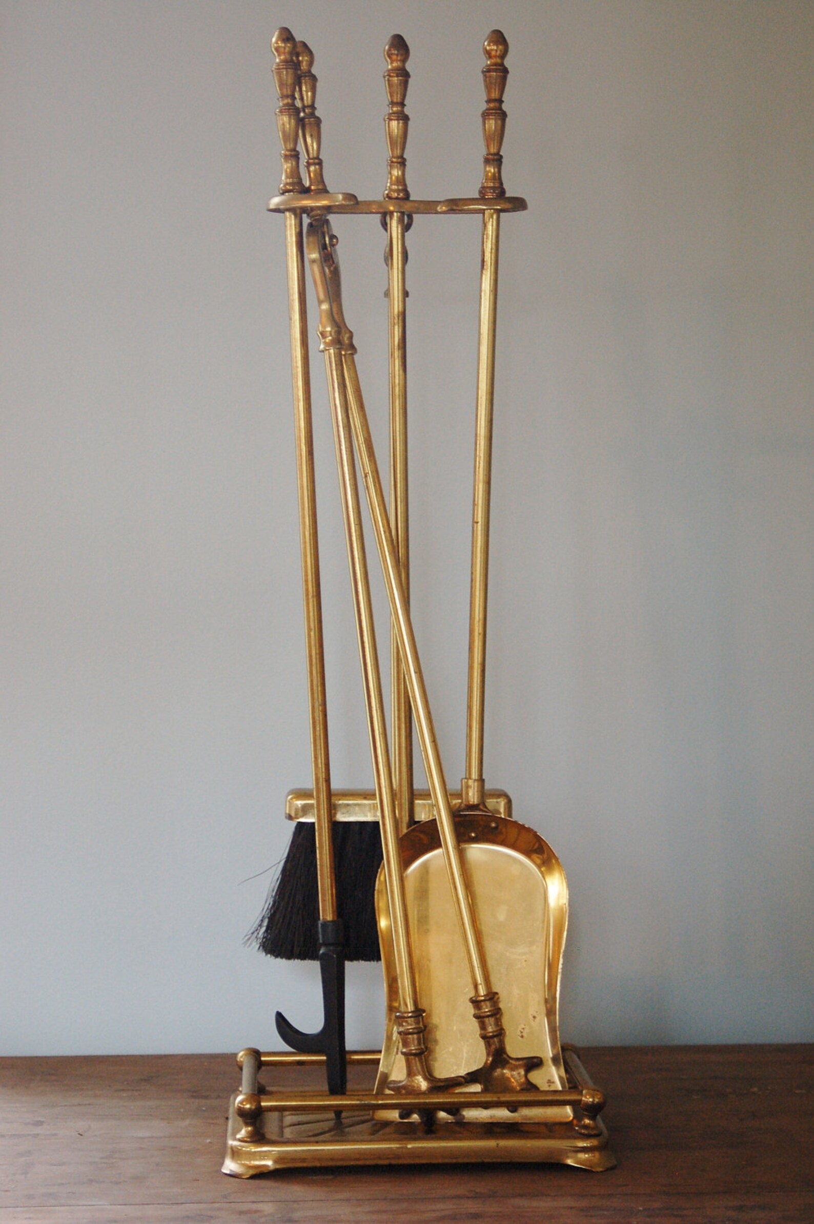 Art Deco Brass Fireplace Tool Set Vintage Brass Plated Etsy