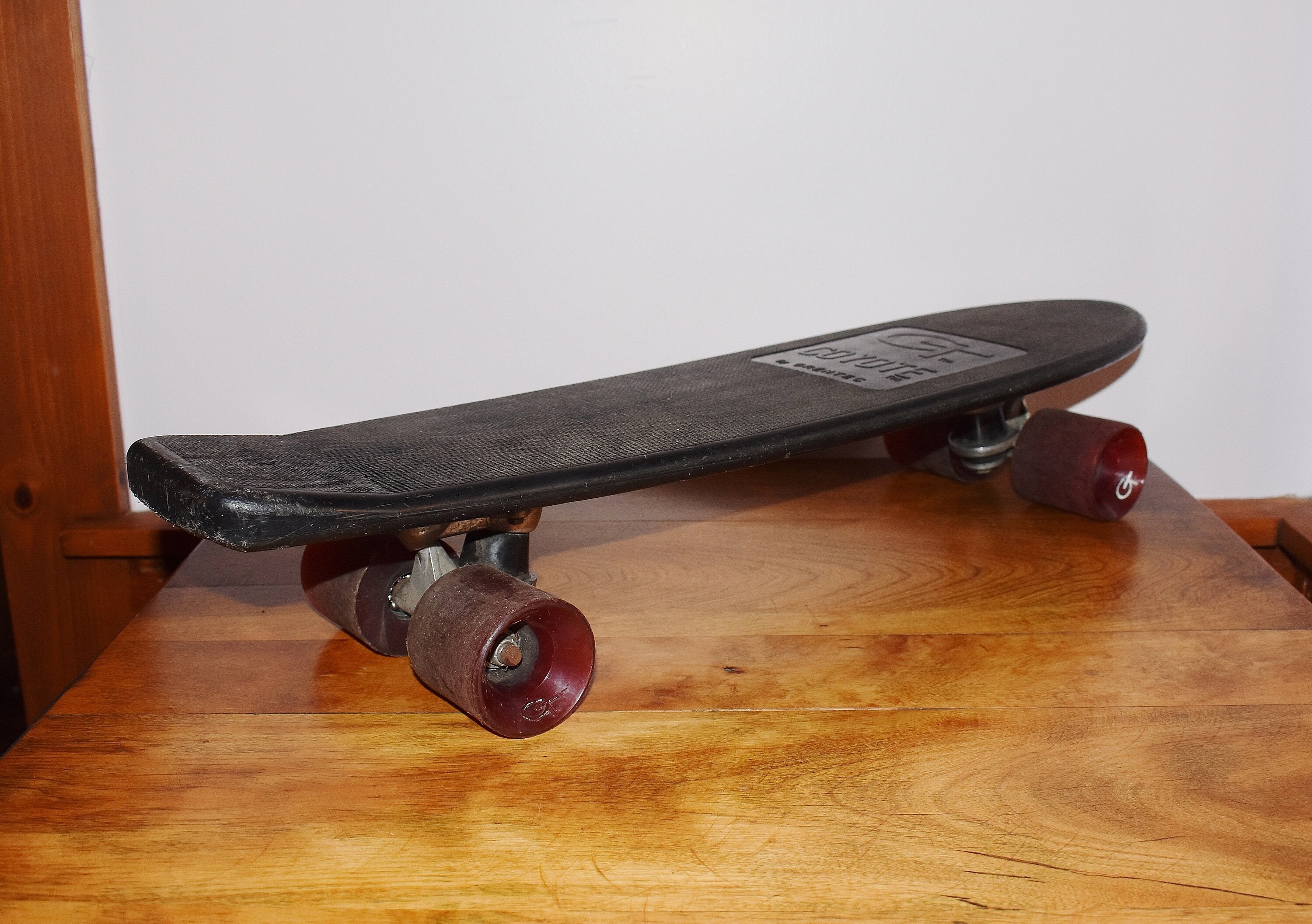 1970s Grentec GT Coyote Black Skateboard 24”, Vintage Board