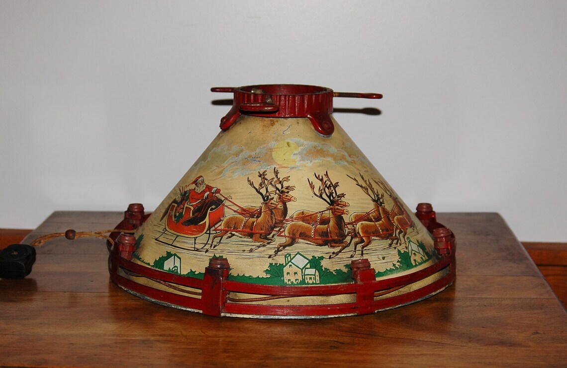 NOMA Christmas Tree Stand Collectible Lithographed Tin Metal Etsy