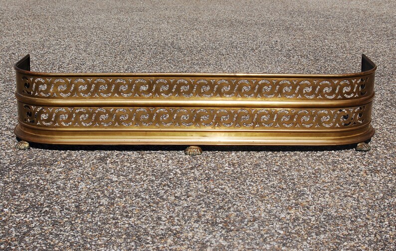 Antique Brass Fireplace Fender Reticulated Pierced Scrollwork Etsy