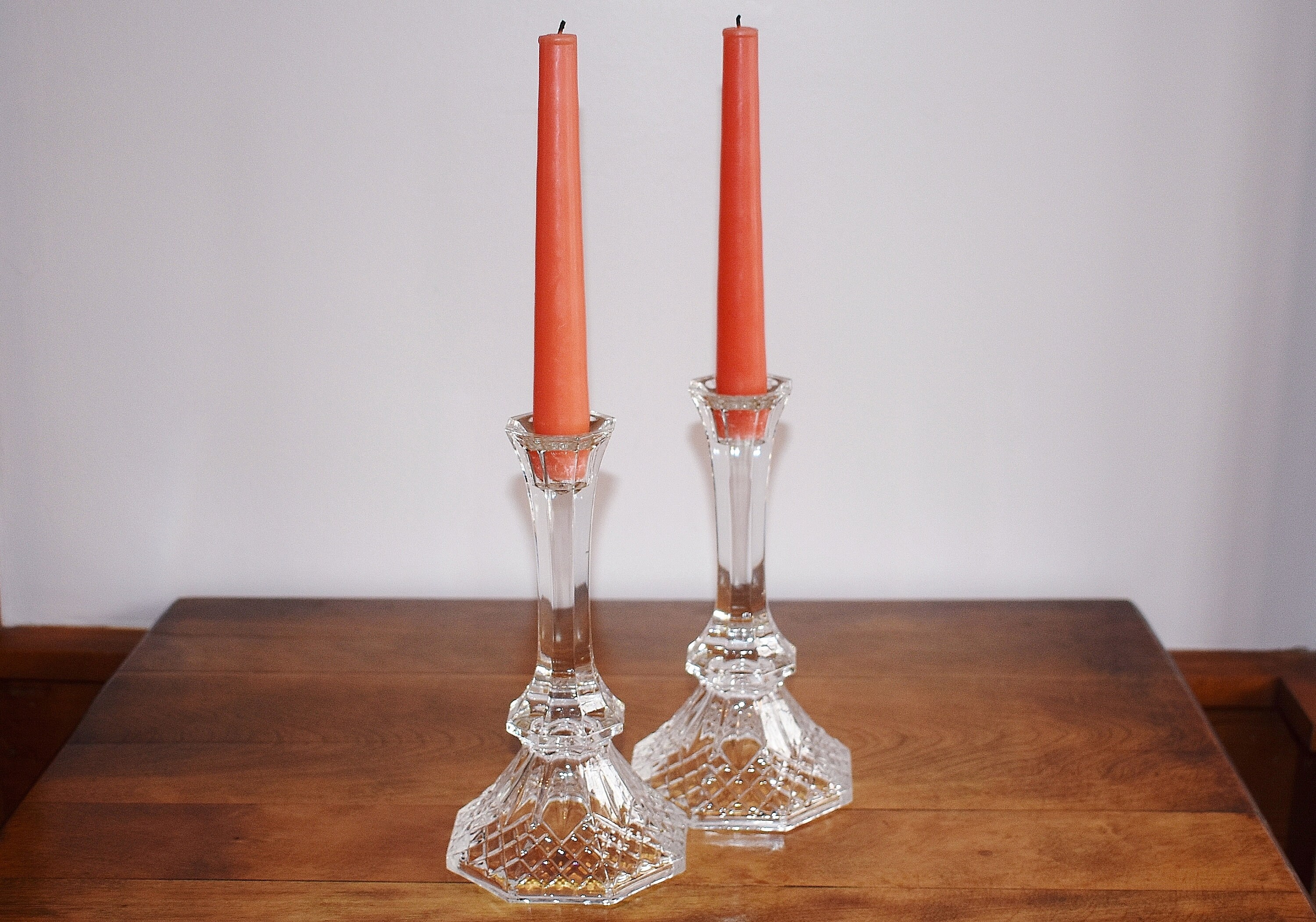 Tall Lead Crystal Candle Holders 8 Traditional Crystal Etsy