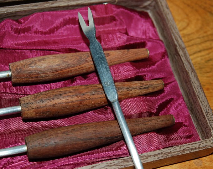 Stainless Steel Fondue Fork Dipper Set Mid Century Danish Etsy