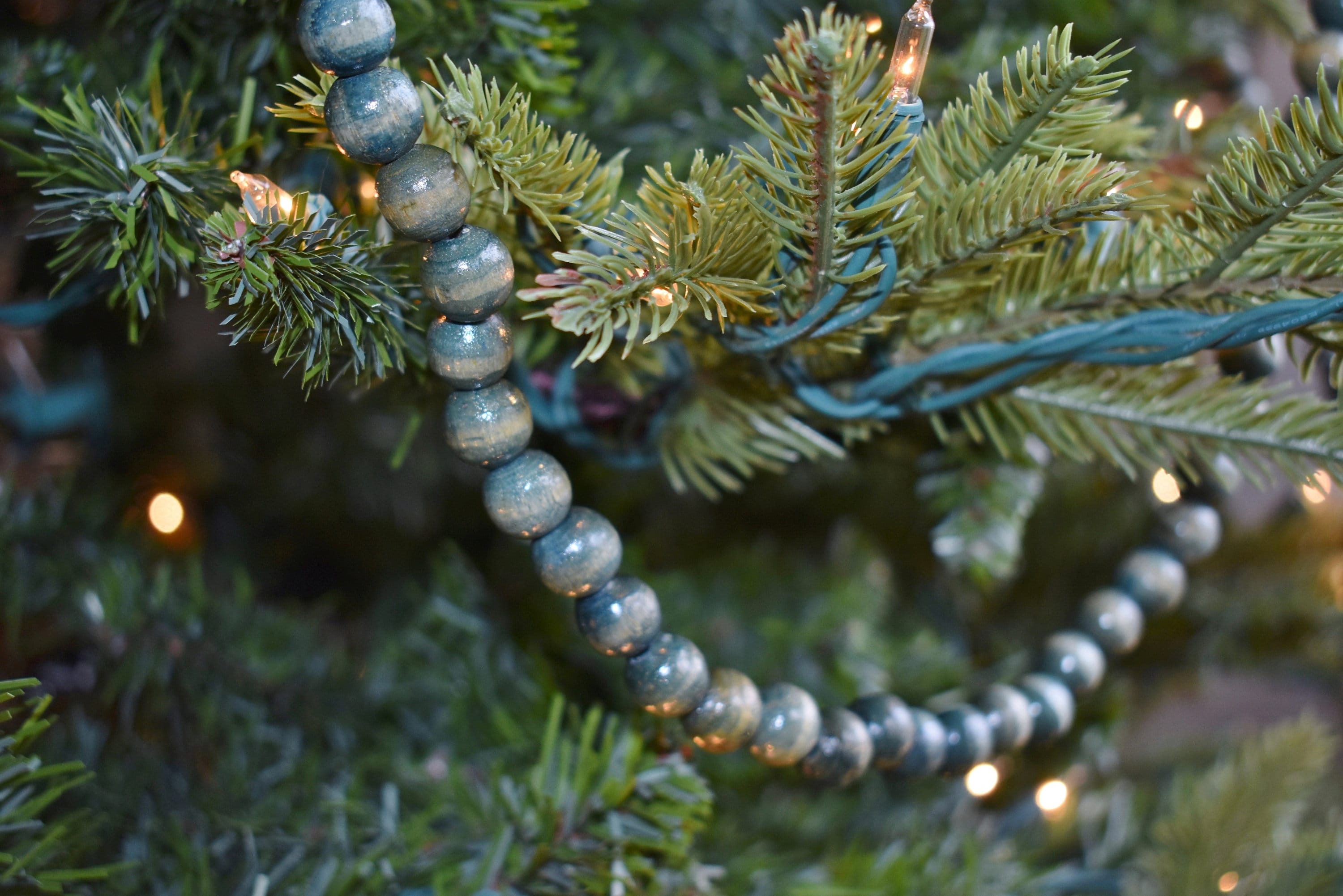 Blue Wood Bead Christmas Garland Blueberry Christmas Tree Etsy