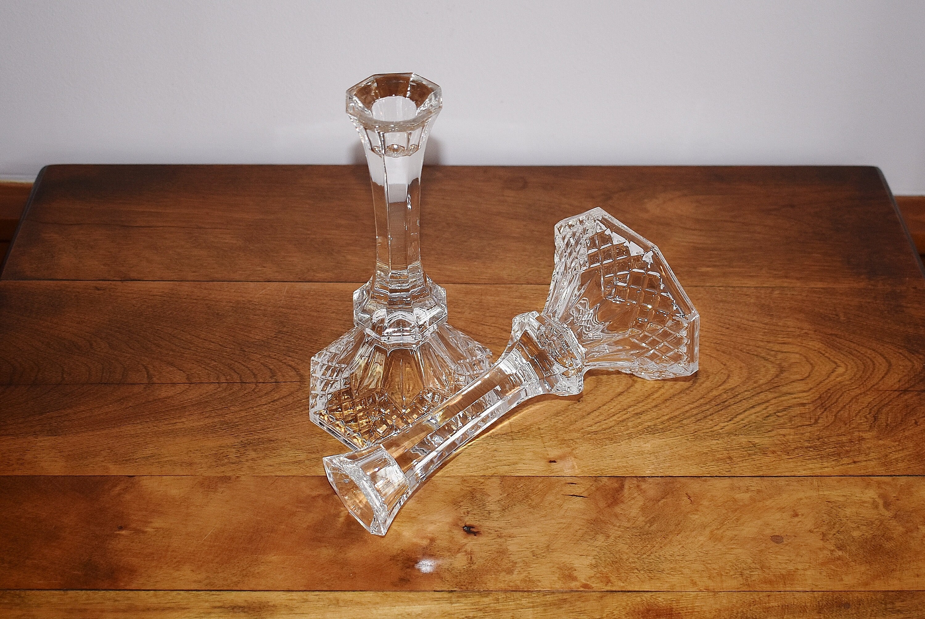 Tall Lead Crystal Candle Holders 8 Traditional Crystal Etsy