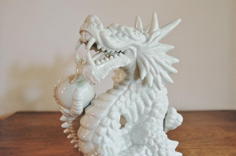 White Porcelain Dragon Figurine by Fitz and Floyd Asian Etsy