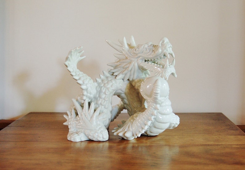 White Porcelain Dragon Figurine by Fitz and Floyd Asian Etsy