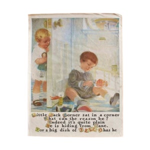1923 Jello Advertisement, Jell-O Little Jack Horner, Nursery Child's Room Art by Linn Ball, Fairbanks Gold Dust Washing Powder Ad image 1