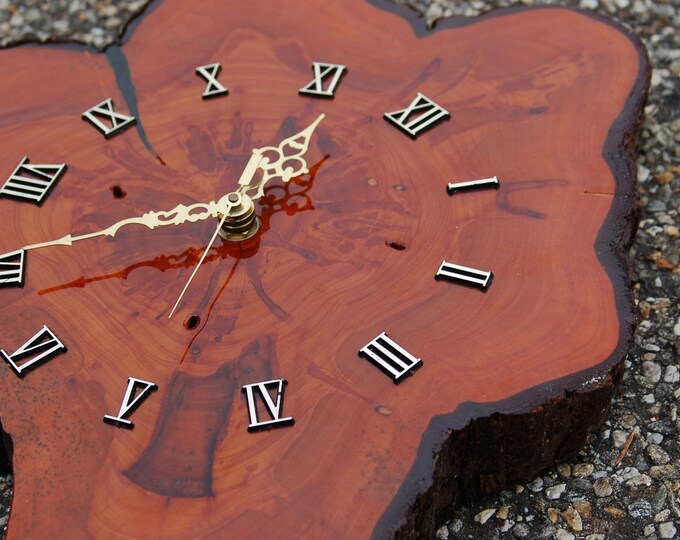 Mid Century Cypress Burl Wood Wall Clock, Mid Century Modern Cross Cut