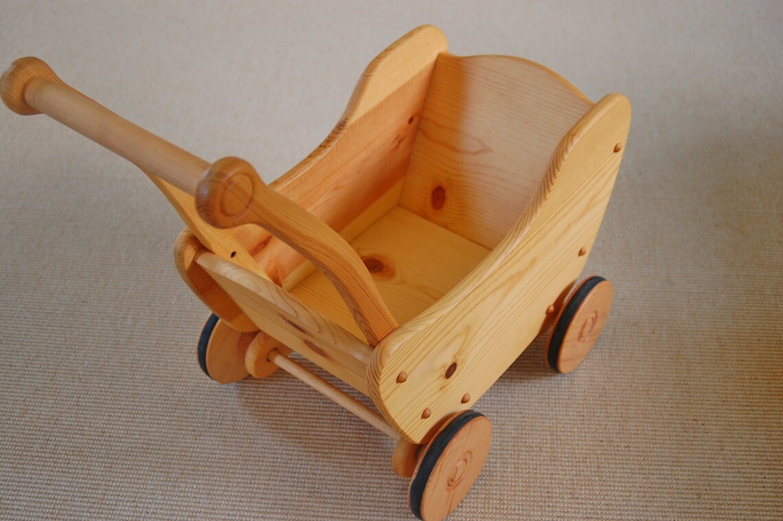Wooden Doll Stroller Natural Wood Doll Buggy Magic Cabin | Etsy
