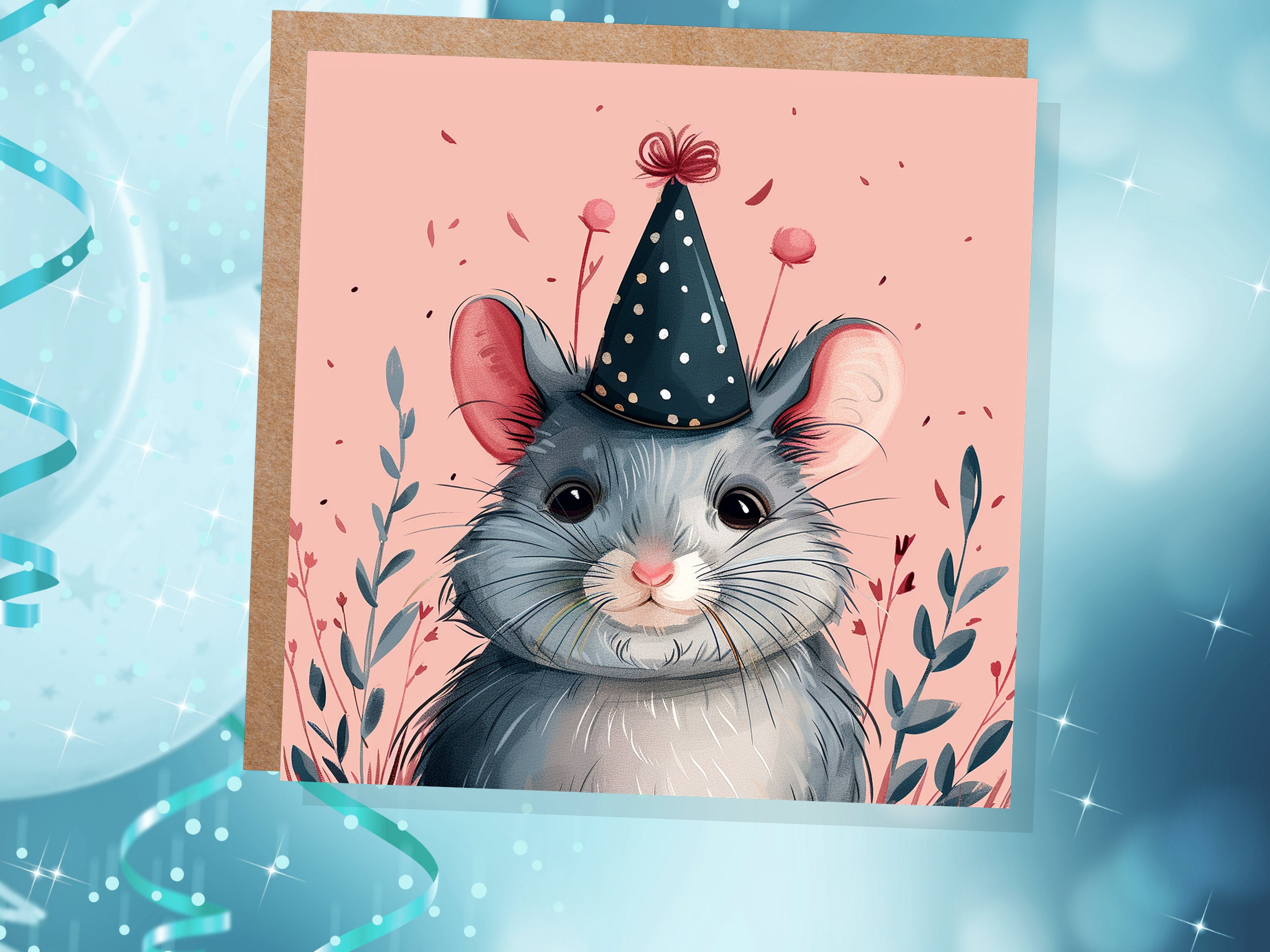 Biglietto Di Compleanno Con Cincillà – Divertente, 145x145 Mm, Con Busta, Carta Riciclata