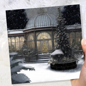 Winter Garten Karte Gewächshaus Orangerie Gärtner Schnee Viktorianische Herrenhaus Landhaus Glückwunschkarten Für Familie Freunde Weihnachten 2025 Danke