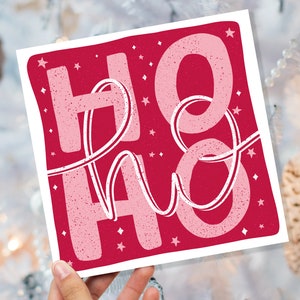 Kerst gezegde kaart Ho Ho Ho Wenskaarten Handgeletterde belettering illustratie voor vrienden en familie 1, 5 of 10 pack set Bulk Xmas