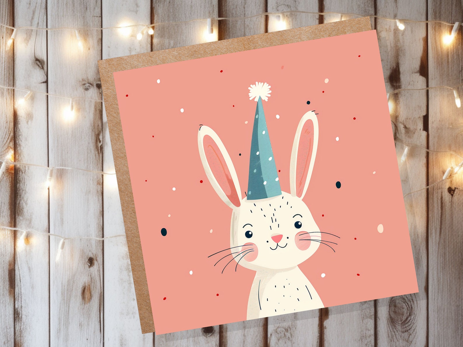 White Rabbit Card Celebration Party Hat Happy 1st Birthday for Daughter ...