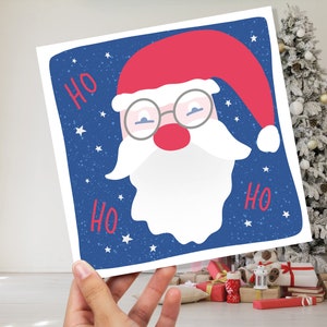 Kerstman Kaart Kerstman Wenskaarten Eenvoudige illustratie Handgetekende ho-ho-ho-tekening voor vrienden en familie 1, 5 of 10 set bulkverpakking