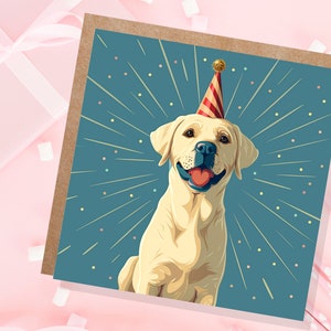 Carte d'anniversaire Labrador du chien pour les amoureux des chiens Chien papa maman Golden Retriever Lab mignon chapeau de fête bonne fête garde d'animaux de compagnie Merci