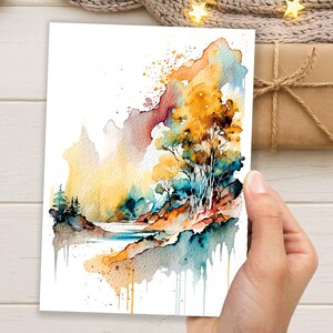 Nature Notelets Landscape Card Watercolour Abstract Magical Painting Any Occasion ...