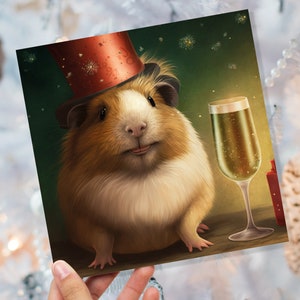 Lustige Meerschweinchen Weihnachtskarte Trinken Champagner Flöte Weihnachtsfeier Humor Einzigartige Grüße Für Familie Freunde Weihnachten 2025 1 oder 10 Pack Set