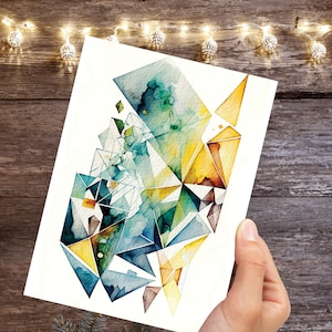 Tarjetas de arte geométrico moderno minimalista abstracto alternativo para cualquier ocasión, tarjetas de felicitación en blanco, notas, notas, tarjetas de notas, coloridas, contemporáneas