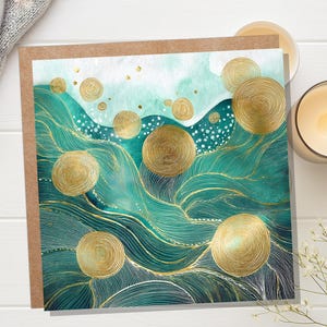 Ocean Waves Abstract Greeting Card Any Occasion for Nature Lovers Sea ...