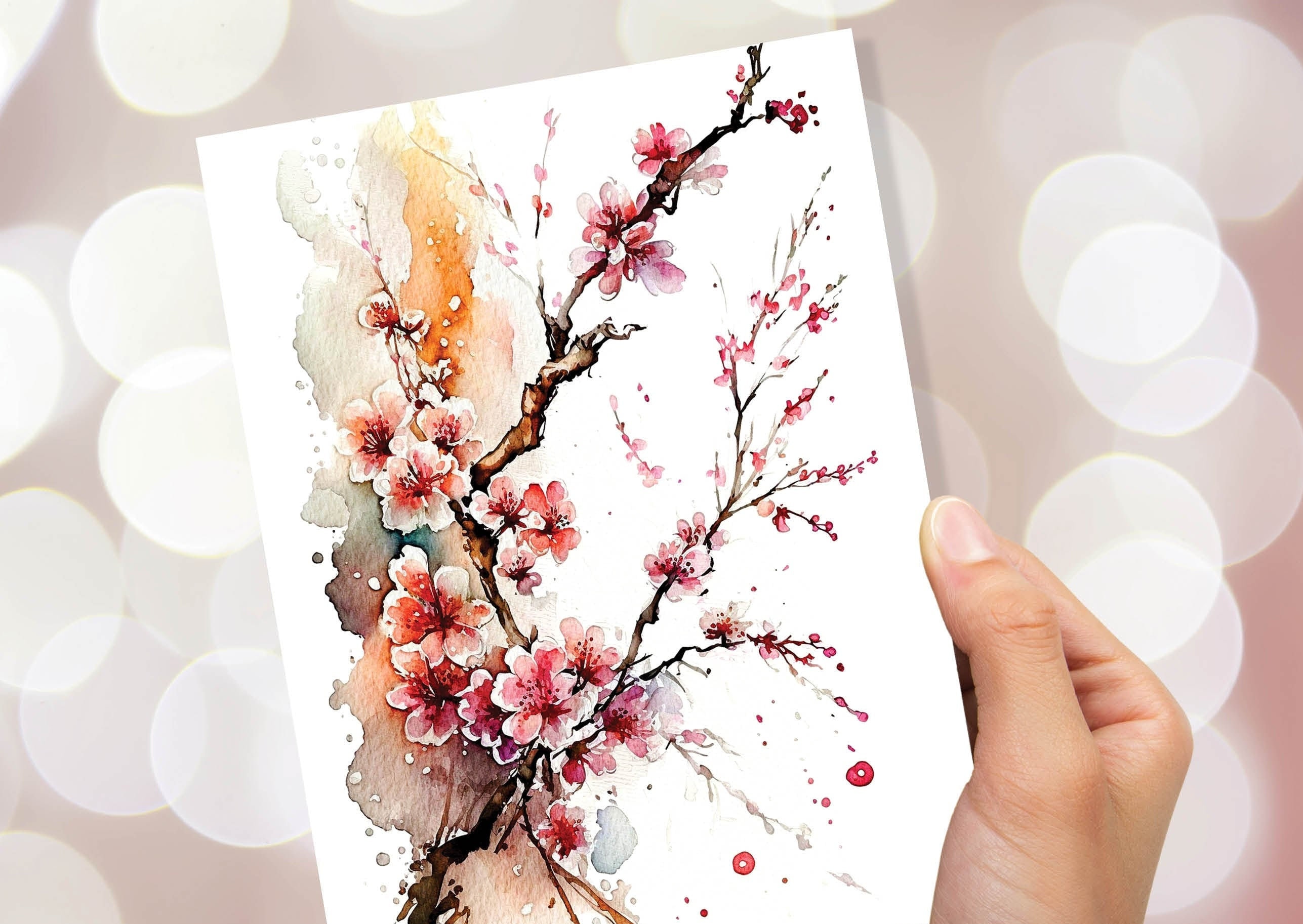 Japanese Cherry Blossom Card Pink Floral Flowers Mothering - Etsy
