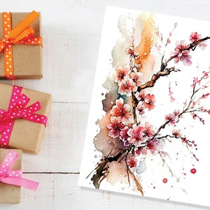Japanische Kirschblüten Karte Rosa Blumen Bemuttern Sonntag Glückliche Mutter-Tageskarten von Tochter-Mama-Geburtstags-Karten BFF Grußkarte