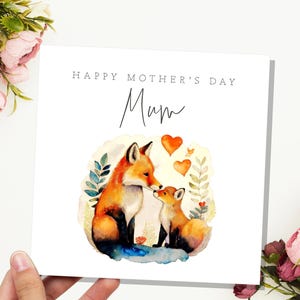 Muttertagskarte mit Baby und Fuchs Karte Aquarell Mutter & Baby Fuchs Illustration Niedlich Umweltfreundlich für Mama