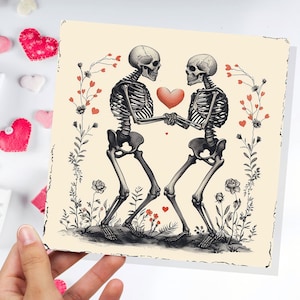 Til Death Do Us Part Card Skeleton Eternal I Love you Forever Romanze Herz Gothic Valentine Hochzeit Jahrestag Liebhaber Verlobung Goth Kunst