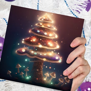 Bunte Feenpilz Karte Haus Warme Lichter Magisch Fairycore Märchen glühend einzigartig wunderlich für Familie Freunde Weihnachten 2025 Danke