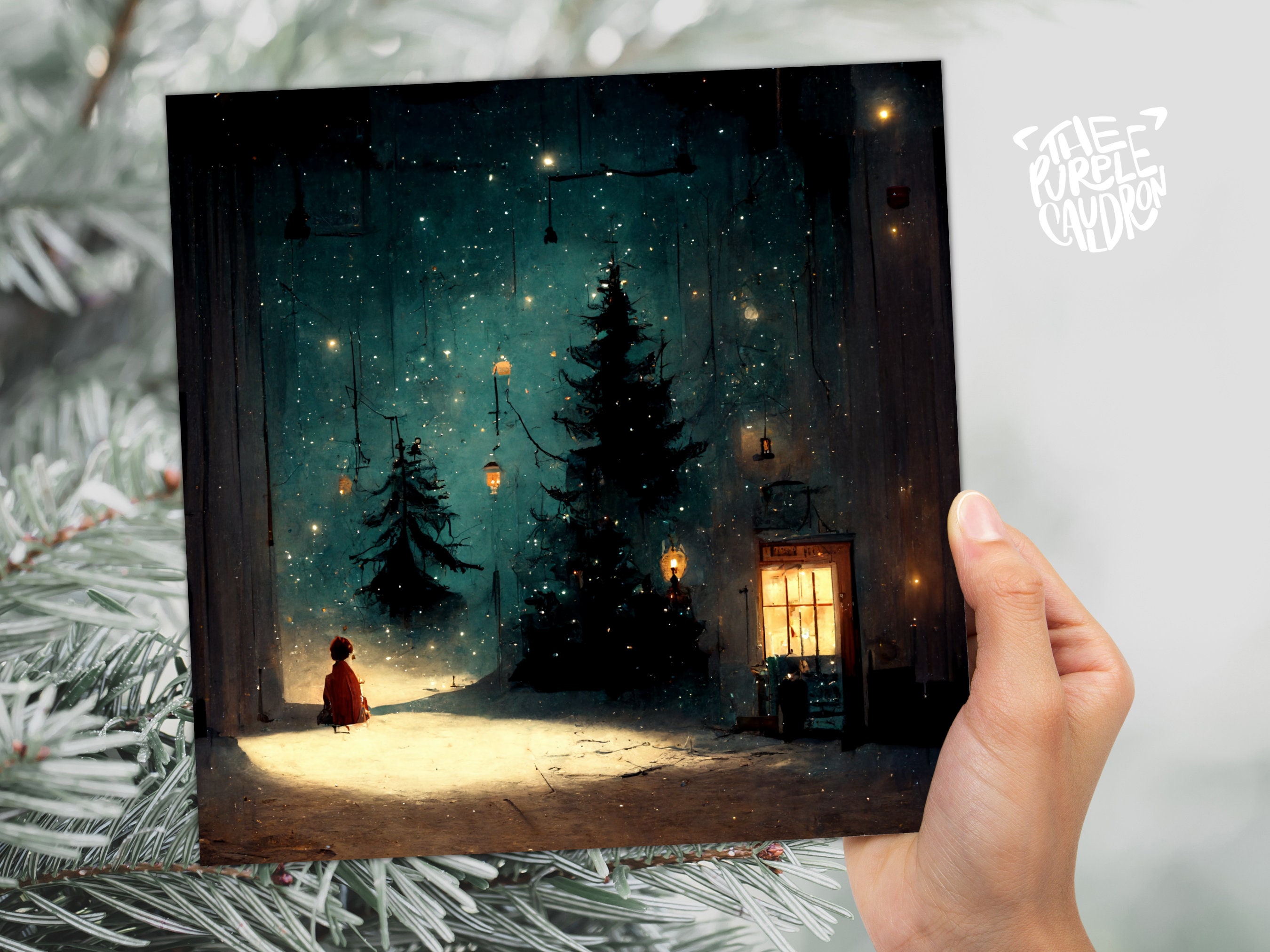 Wee Blue Coo Weihnachtskarte Für Die Schwester – Wald & Schnee Motiv, Personalisierbar