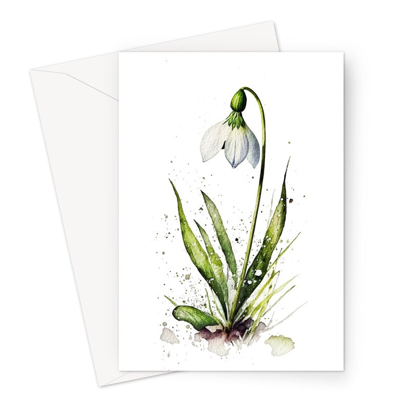 Watercolour Snowdrop Card Imbolc New Beginning Sympathy Greeting Cards ...