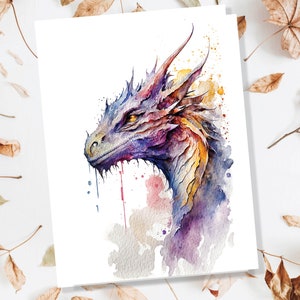 Carte de voeux d'anniversaire dragon Carte de correspondance magique pour les amoureux des dragons, Art de l'aquarelle, Cartes de voeux de conte de fées, Cartes de remerciement mythiques, Mythe