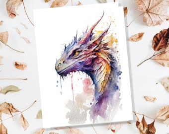 Carte de voeux d'anniversaire dragon Carte de correspondance magique pour les amoureux des dragons, Art de l'aquarelle, Cartes de voeux de conte de fées, Cartes de remerciement mythiques, Mythe
