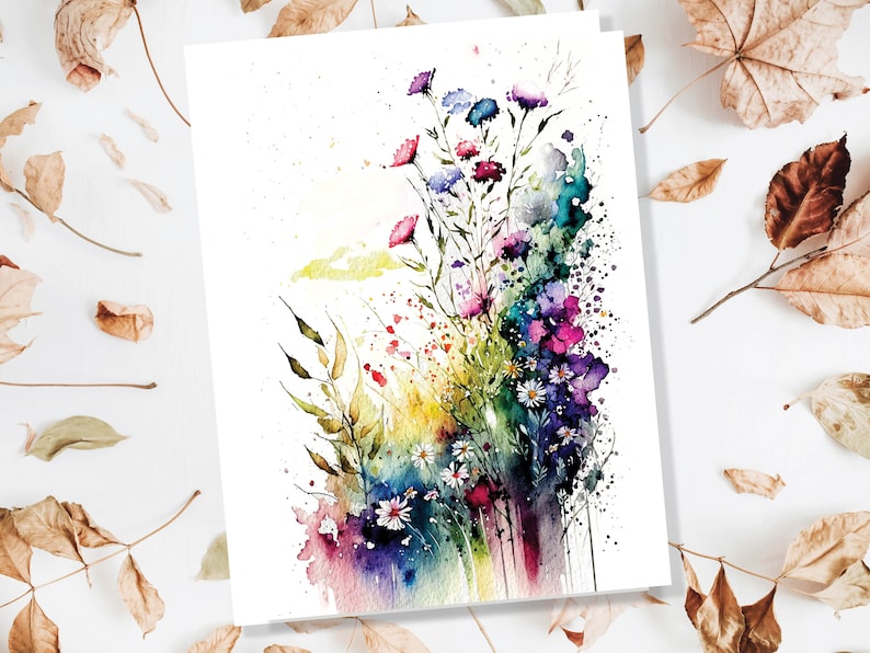 Nature Notelets Watercolour Flower Card Nature Birthday Cards Summer Flowers Card ...