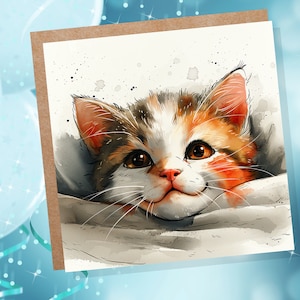 Kaart Schattig katje Kat gezicht Nieuwsgierigheid Wonder Katachtig Huisdierliefhebbers Familie Vrienden Grillig
