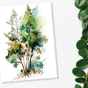 Foglie verdi Alberi Biglietti Fauna selvatica Note per qualsiasi occasione Paesaggio Amante della natura Solo perché Compleanno Foglie Dipinti Biglietti di auguri