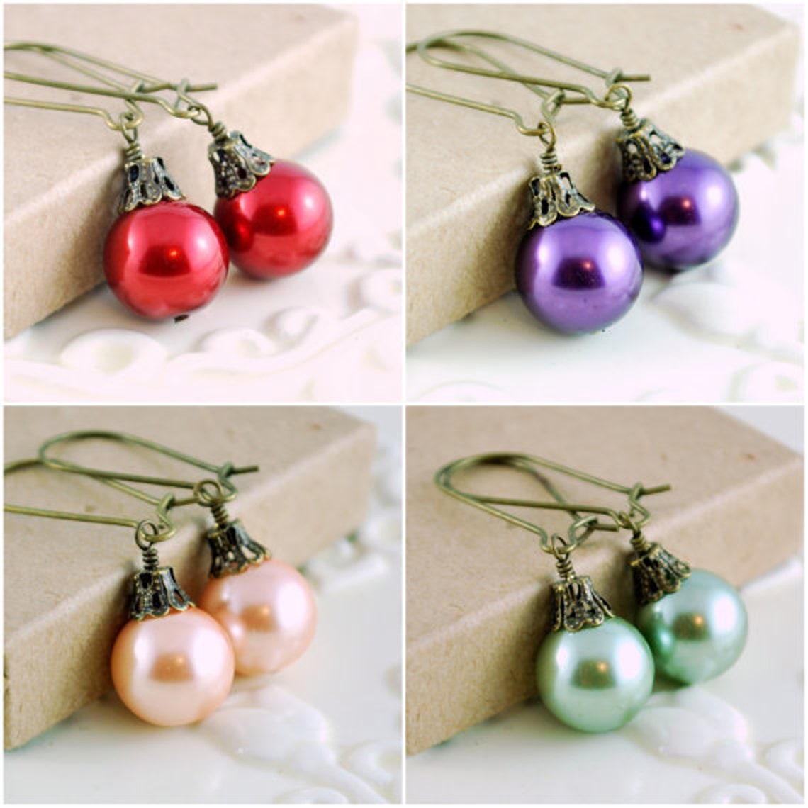 Blush Pink Earrings Large Glass Pearls Soft and Pretty Etsy