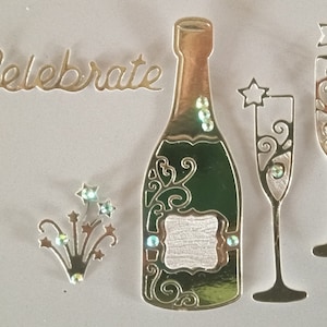 3D Ornament Champagne 3 Pieces Laser Cut Out Unfinished ORN43 3D Ornament Champagne 3 Pieces Laser Cut Out Unfinished ORN43