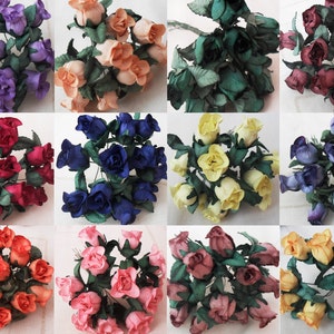 2 ドルセール カード作りやクラフト用のマルベリー紙の花/バラ/つぼみ 12 色のオプション