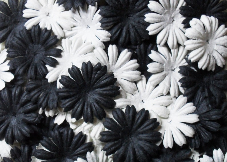 50 Mulberry Paper Flowers, Assorted Colours. 2.5cm Card Making