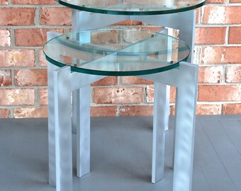 End Table - 20" x 20" x 22" high with 20" diameter x 1/2" thick glass top