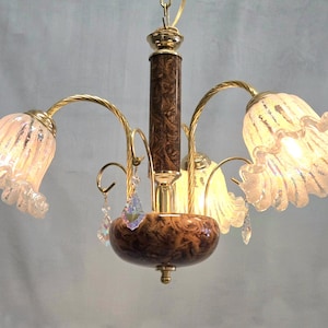 Murano Glass Chandelier: Iridescent Aurora Crystals, 24kt Gold, Vintage Italian Lighting