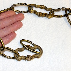 18&quot; Vintage 60&#39;s Chandelier Chain Ornate Floral Brass  Links, Mid Weight J -3