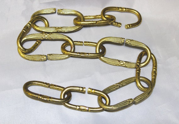 20"  VINTAGE Chandelier Chain Big Ornate Vintage Antique Brass Design Links, Mid Weight J-2
